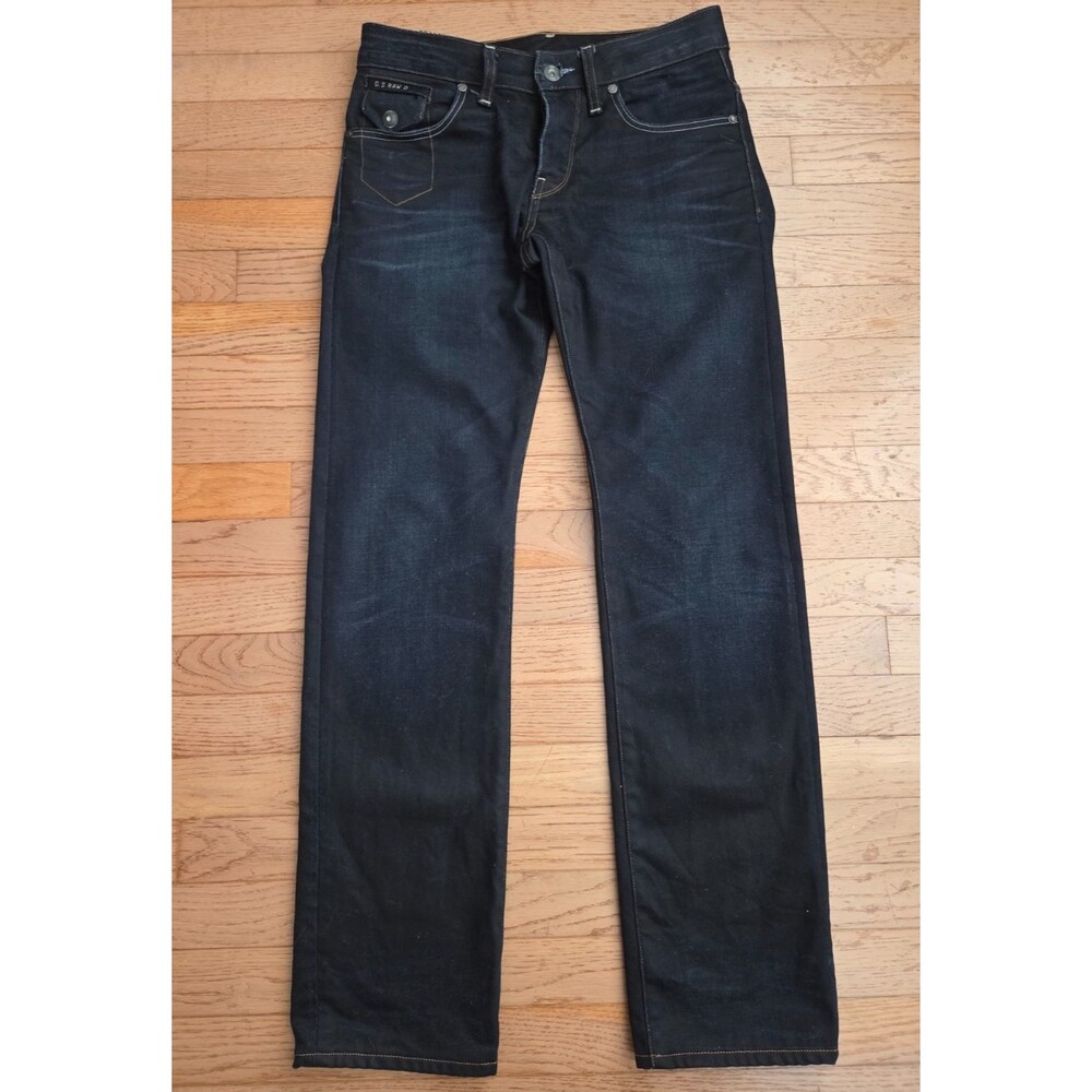 G-Star Jeans Mens 28x32 Blue Morris Low Straight Denim Dark Wash GS01 Raw
